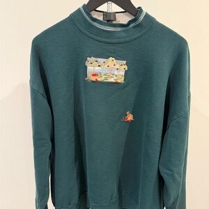 Teal Embroidered Crewneck Sweater